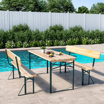 Lot de 2 Bancs de Jardin Pliants avec Dossier en Bois de Cèdre – Chaises de Bar Extérieures