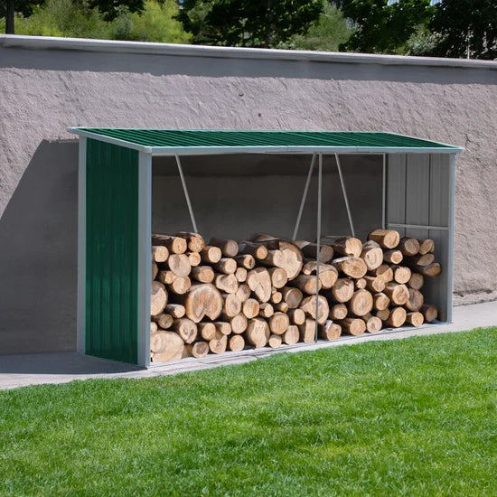 Abri de Jardin en Métal 10,9ft pour Bois de Chauffage et Outils – Vert