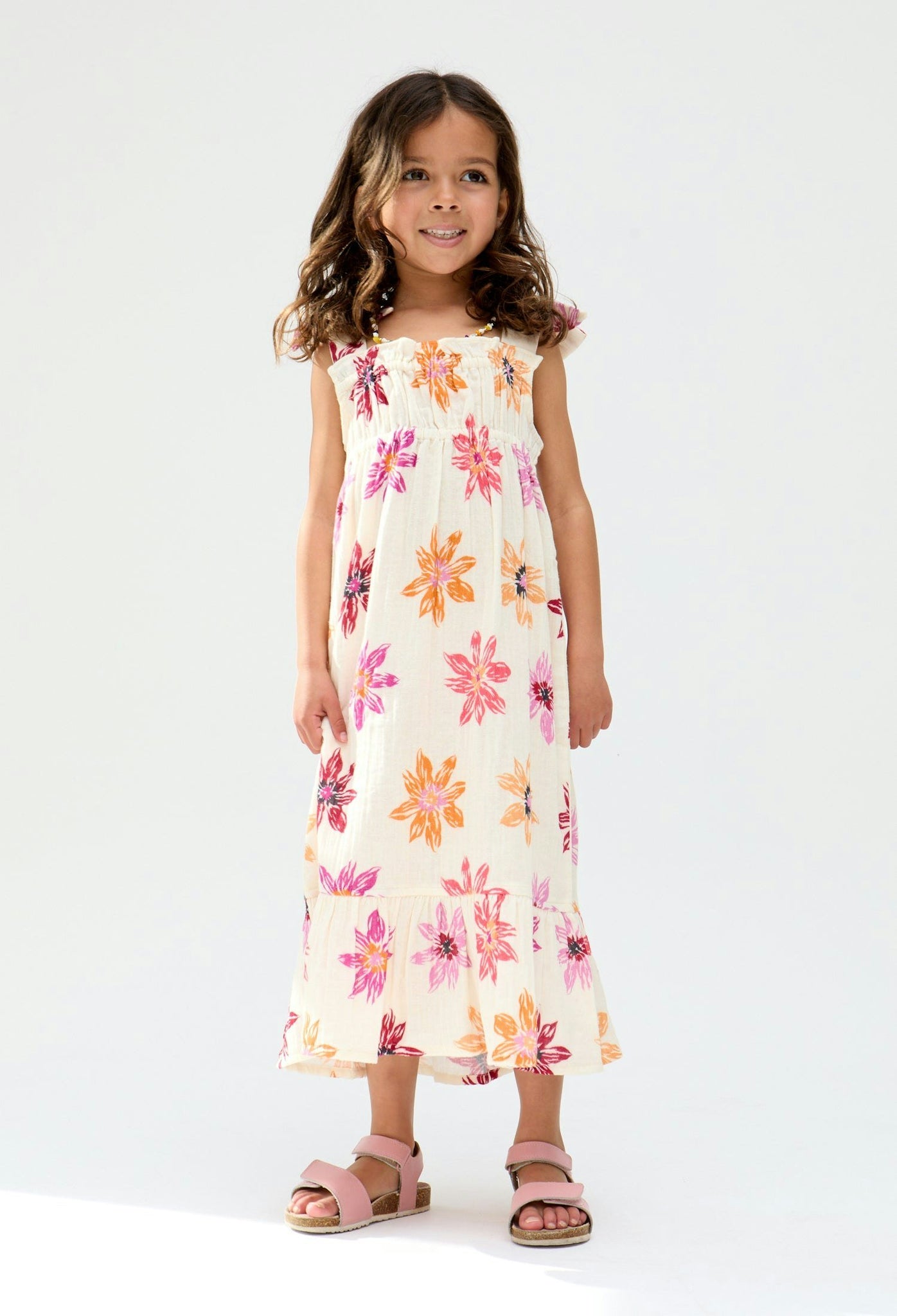 Robe Enfant Flora à Imprimé Floral Dessiné à la Main – Multicolore