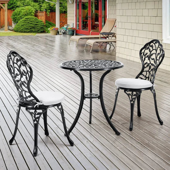 Ensemble Bistro 3 Pièces en Aluminium Noir – Table et Chaises