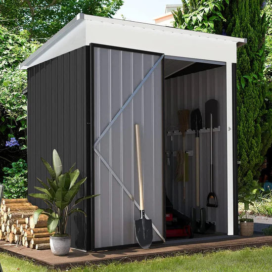 Abri de Rangement en Métal 3x5ft avec Étagère pour Outils de Jardin