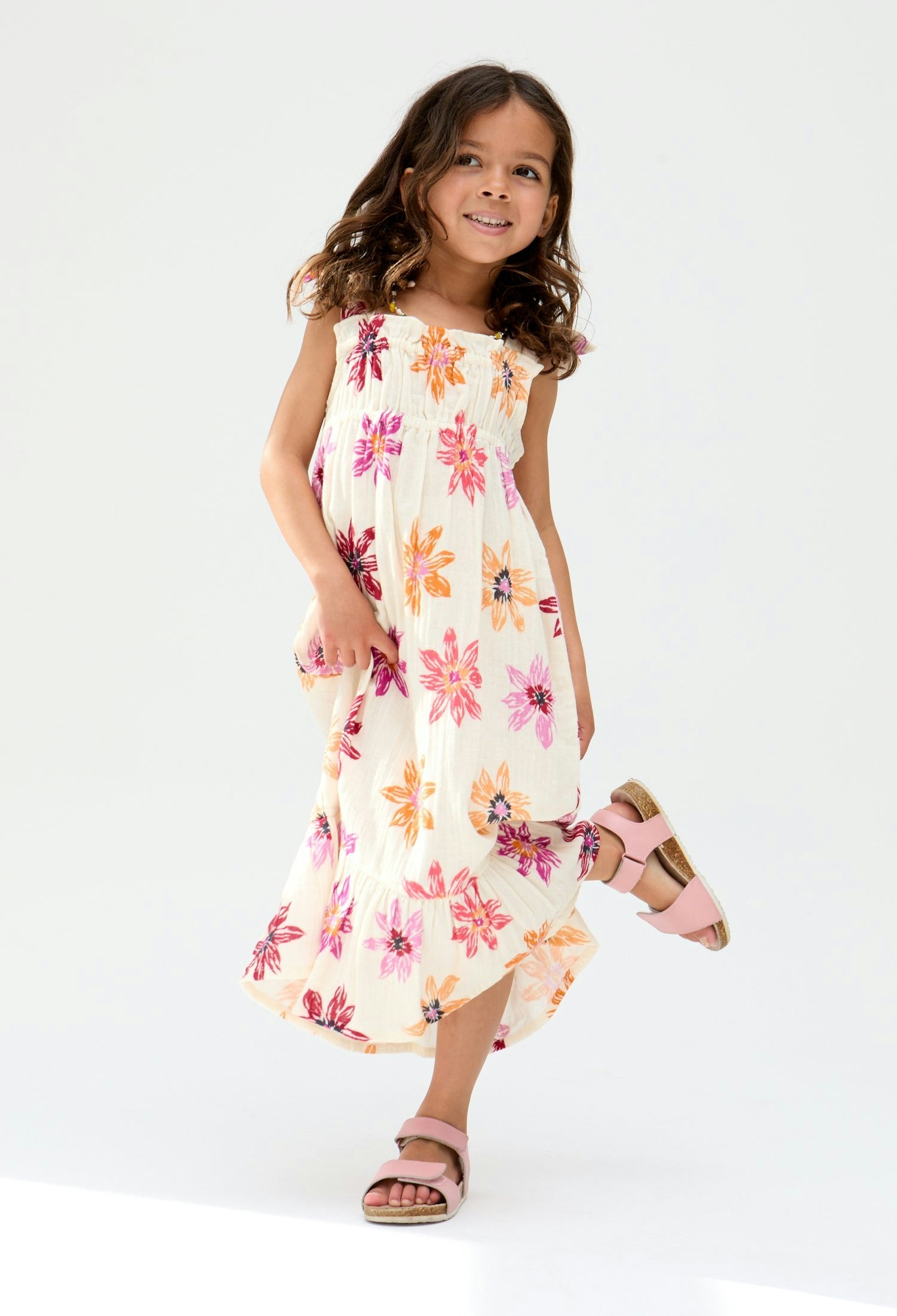 Robe Enfant Flora à Imprimé Floral Dessiné à la Main – Multicolore