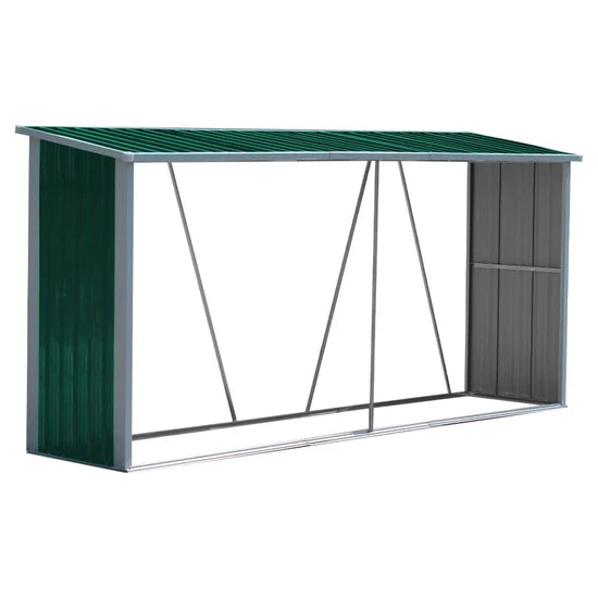 Abri de Jardin en Métal 10,9ft pour Bois de Chauffage et Outils – Vert