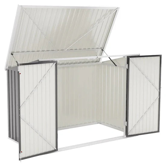 Abri de Rangement en Acier 176cm pour Poubelles et Outils – Gris