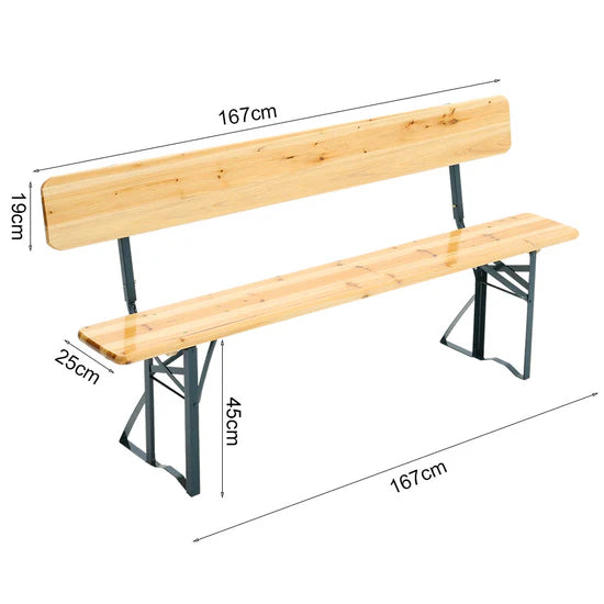 Lot de 2 Bancs de Jardin Pliants avec Dossier en Bois de Cèdre – Chaises de Bar Extérieures
